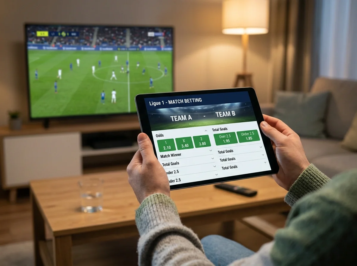 Types de paris disponibles sur les matchs de Ligue 1: 1X2, over/under, corners et buteurs